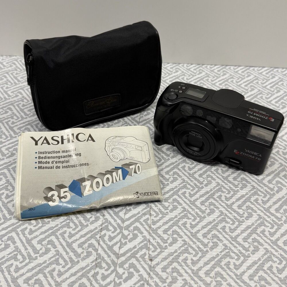 Yashica EZ Zoom 70 35mm Film Camera w/ Case & Manual - Tested & Working READ!